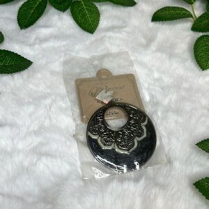 Navy Blue and Grey Statement Earrings